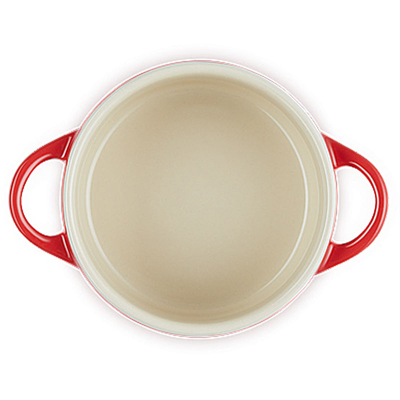 Le Creuset Mini Cocotte Kirschrot mit Herzknopf