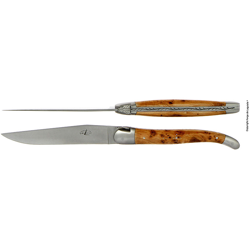 Forge de Laguiole 2 Tafelmesser Inox 2 Mitres Wacholder matt Klinge Inox Standard