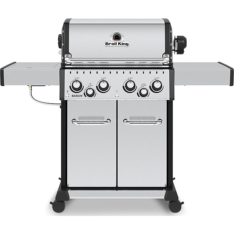 Broil King Baron S490 IR stainless steel gas grill with infrared side burner