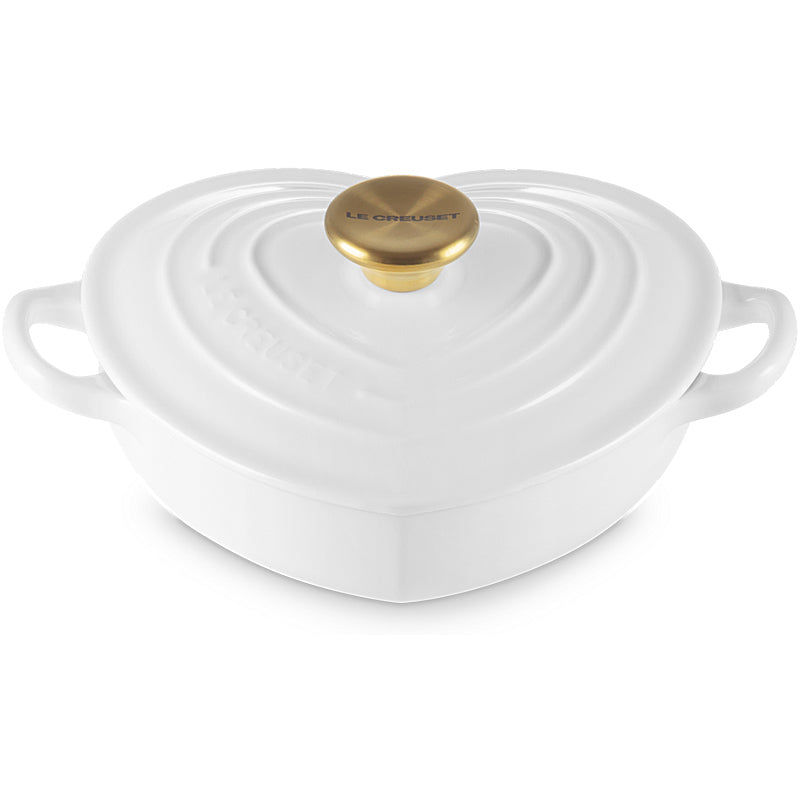 Le Creuset Gourmet-Profitopf Herz mit Herzdeckelknopf 20 cm White