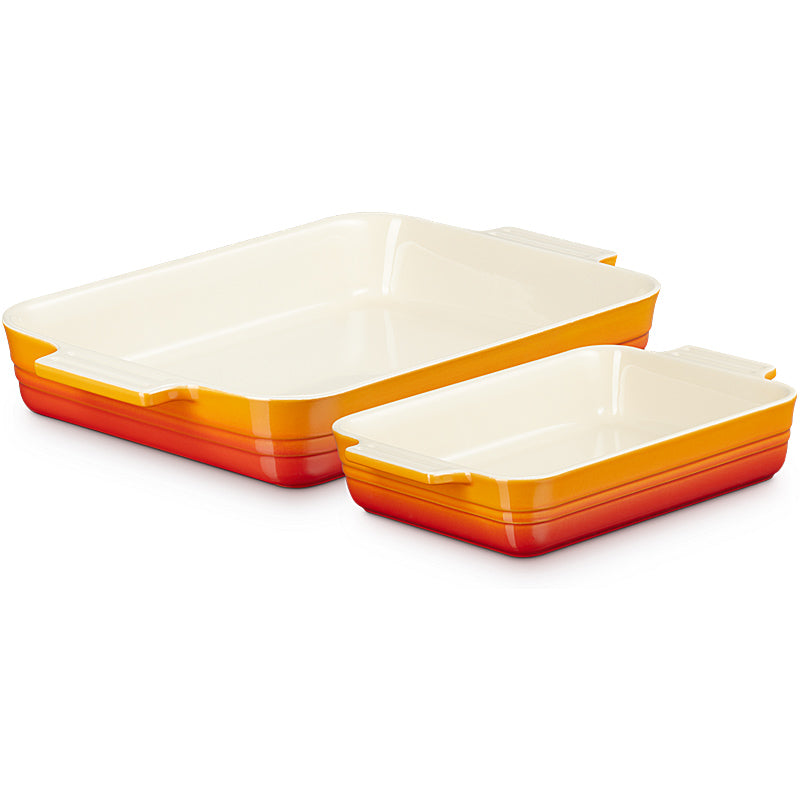 Le Creuset Auflaufform Klassik rechteckig 2er-Set 25/32 cm Ofenrot