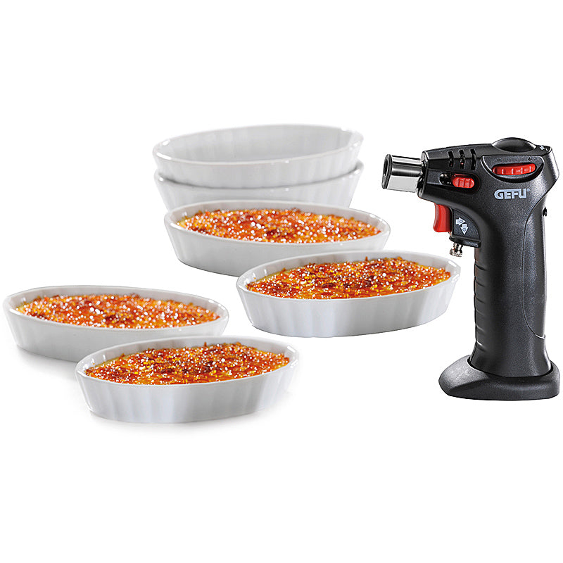 GEFU Creme Brulee Set CARMELLO consisting of: Item No. 35360 and Creme Brulee bowls (set of 6)