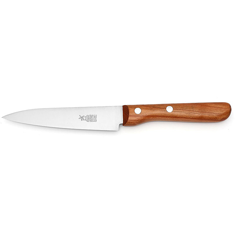 Windmühlenmesser Vielzweckmesser " Petty", rostfrei, blaugepließtet, Griff Kirschholz, geölt, in Klapp-Blister