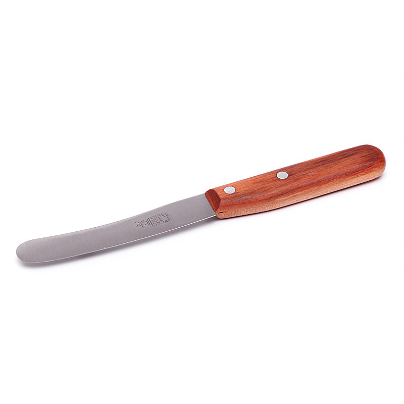 Windmühlenmesser Frühstücksmesser "Buckels", klein, rostfrei, feingepließtet, Griff Kirsche in Klappblister