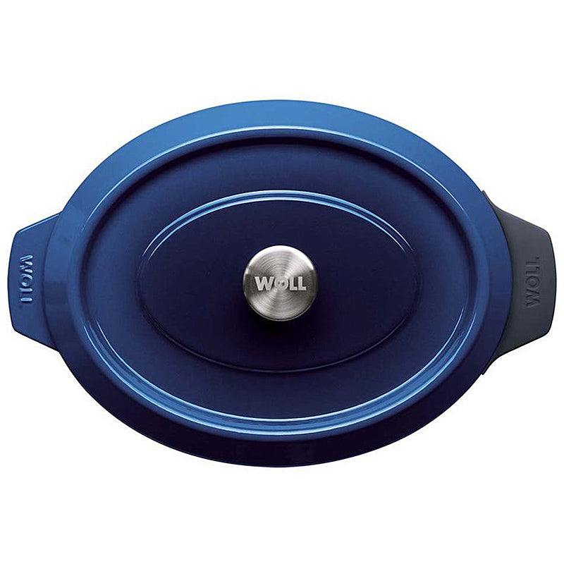 Woll Iron Bräter 34x26cm Gusseisen mit Silikongriffschutz 7,5l Farbe: Cobalt Blue