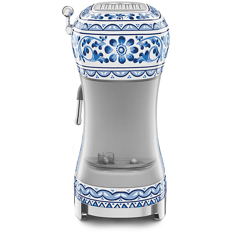 SMEG ECF02DGBEU Dolce & Gabbana Blu Mediterraneo, Espresso-Kaffeemaschine, Siebträger, 15 bar, Thermoblock-Heizsystem