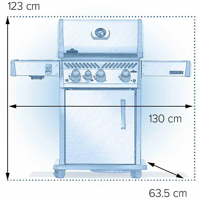 Napoleon Rogue Pro 425 Gas Grill, SIZZLE ZONE Side Burner, Stainless Steel