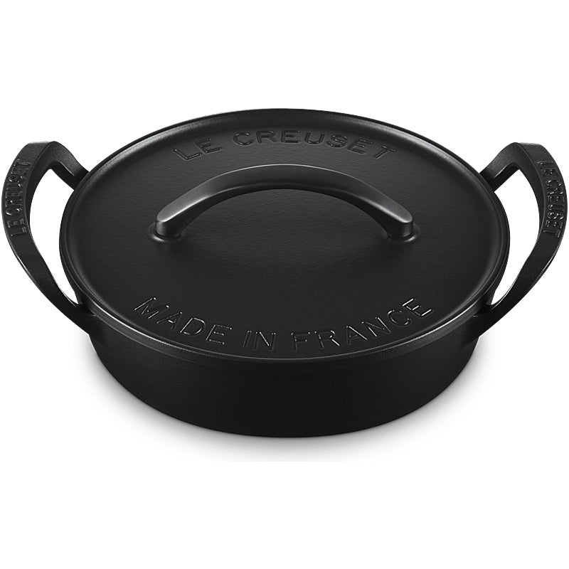 Le Creuset BBQ Outdoor Bräter flach 29 cm Schwarz Matt