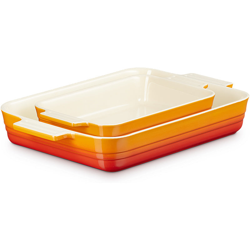 Le Creuset Auflaufform Klassik rechteckig 2er-Set 25/32 cm Ofenrot