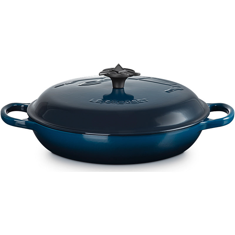 Le Creuset Klingonen Gourmet-Profitopf mit klingonischem Trefoil Deckelknopf 30cm Nuit aus Gusseisen