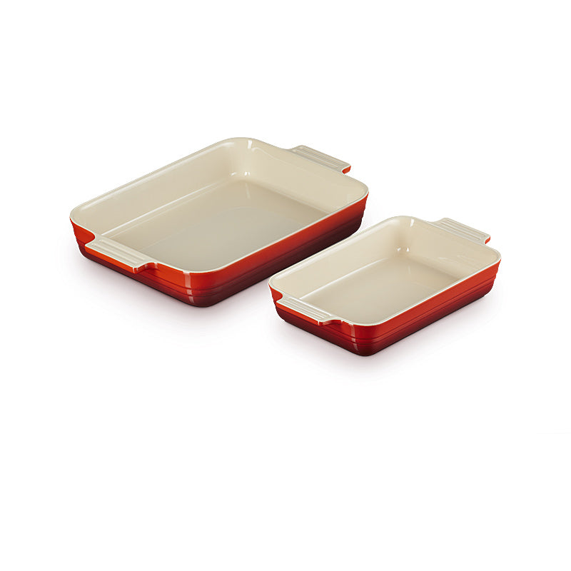Le Creuset Auflaufform Klassik rechteckig 2er-Set 25/32 cm Kirschrot