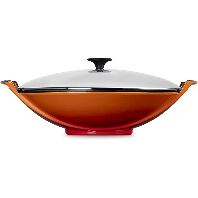 Le Creuset wok with glass lid 36 cm oven red 