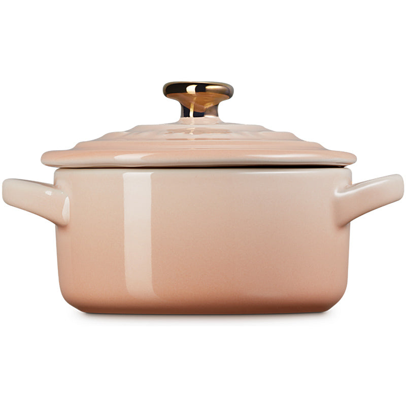 Le Creuset Mini Cocotte 10 cm with gold-colored heart knob Pêche