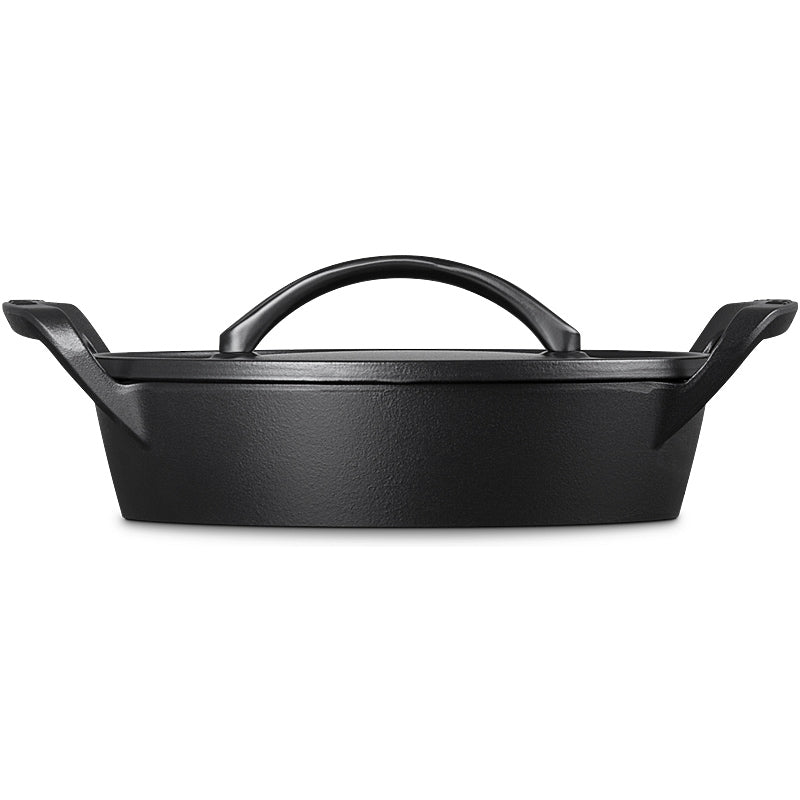 Le Creuset BBQ Outdoor Bräter flach 29 cm Schwarz Matt