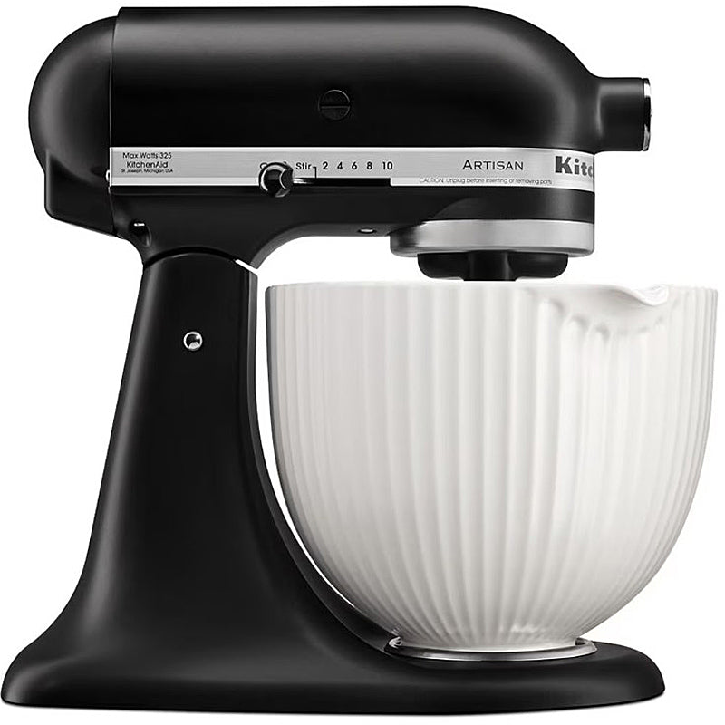 KitchenAid Keramikrührschüssel 4,7 L Classic Column - mit Griff & Ausgießer für Küchenmaschine