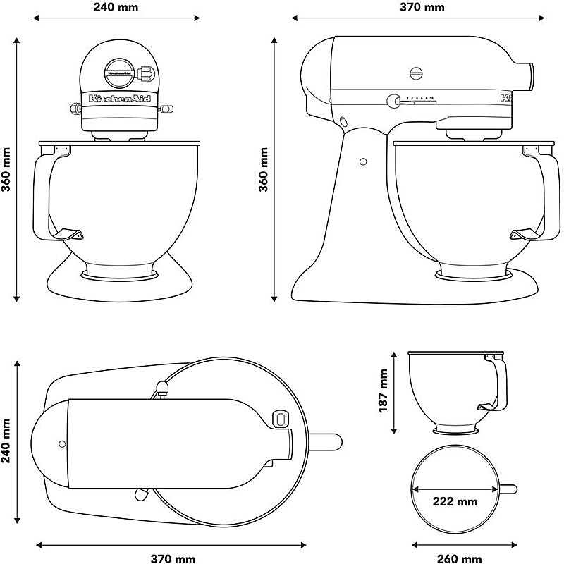 KitchenAid Artisan 5KSM175PSEPL Küchenmaschine 4,8L in Porcelain White mit Zubehör