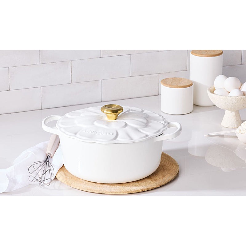 Le Creuset Bräter Signature Blume 26 cm White