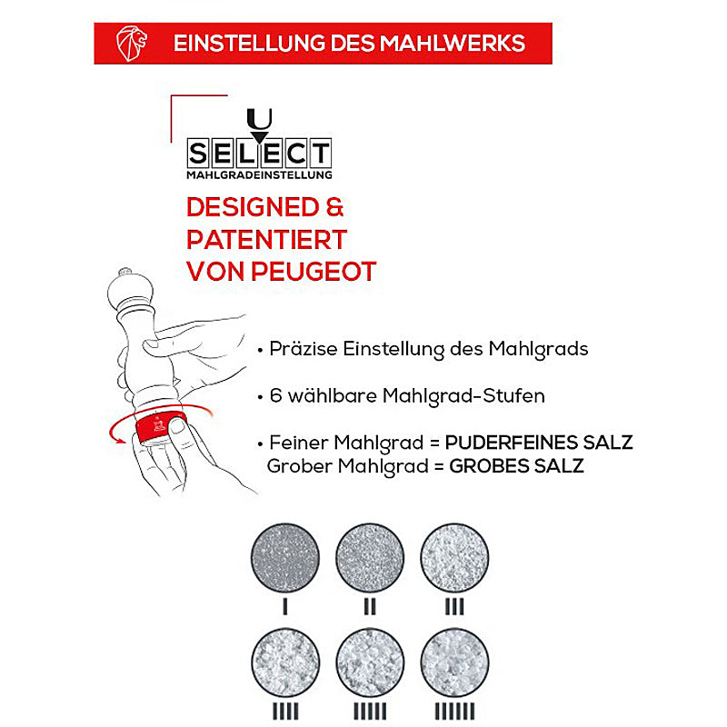 Peugeot LINE Salzmühle elektrisch u'Select Z Aluminium 15 cm