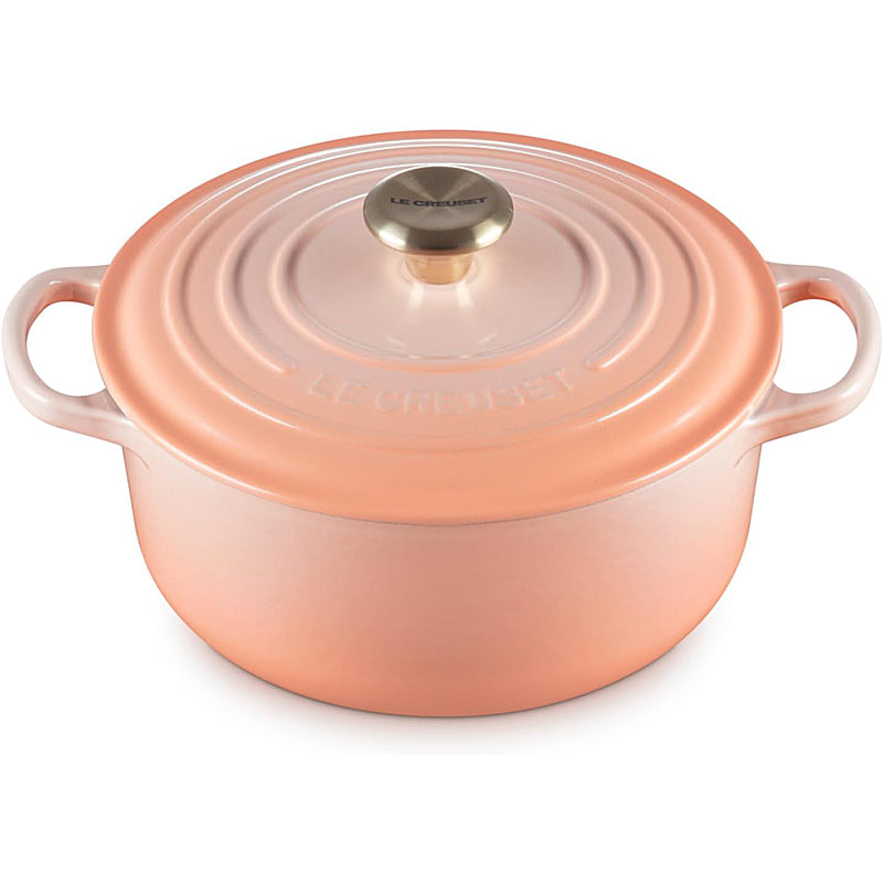 Le Creuset Bräter Signature rund 20 cm mit Goldknopf Peche