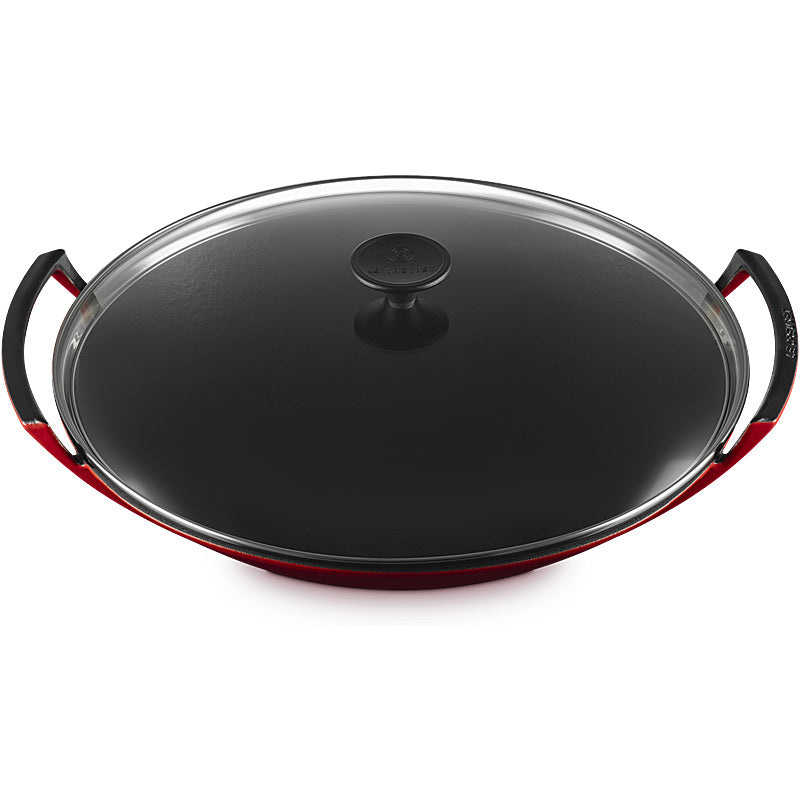 Le Creuset Wok mit Glasdeckel 36 cm Kirschrot