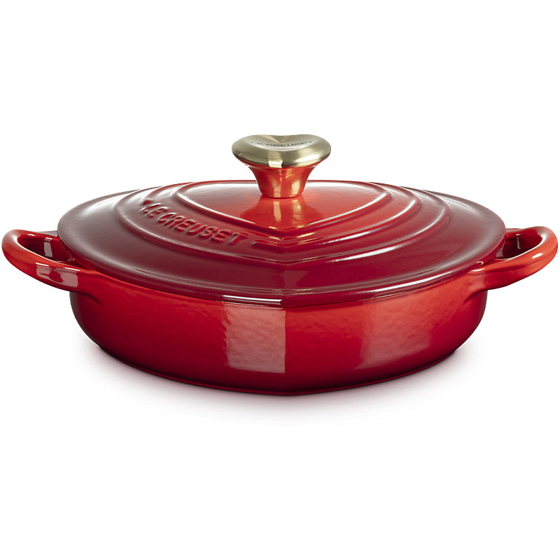 Le Creuset Gourmet-Profitopf Herz mit Herzdeckelknopf 20 cm Kirschrot