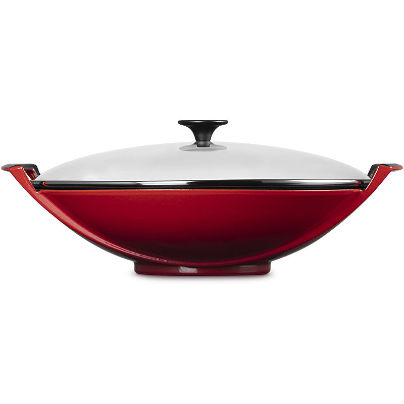 Le Creuset Wok mit Glasdeckel 36 cm Kirschrot