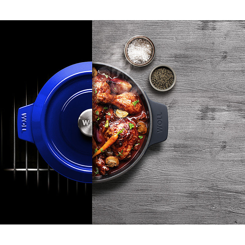 WOLL Kasserolle 24cm Gusseisen mit Silikongriffschutz 4,2l 124CI-020 Cobalt Blue