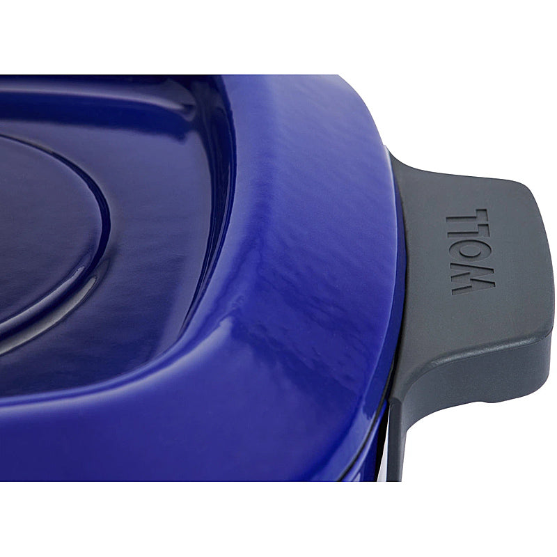 WOLL Gusskasserolle, viereckig mit Deckel, Silikongriffen - 24x24 cm 1024CI-020 Cobalt Blue