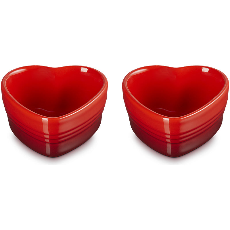 Le Creuset Herzförmchen 300 ml 2er-Set Kirschrot