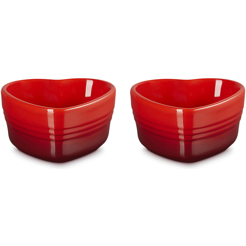 Le Creuset Herzförmchen 300 ml 2er-Set Kirschrot