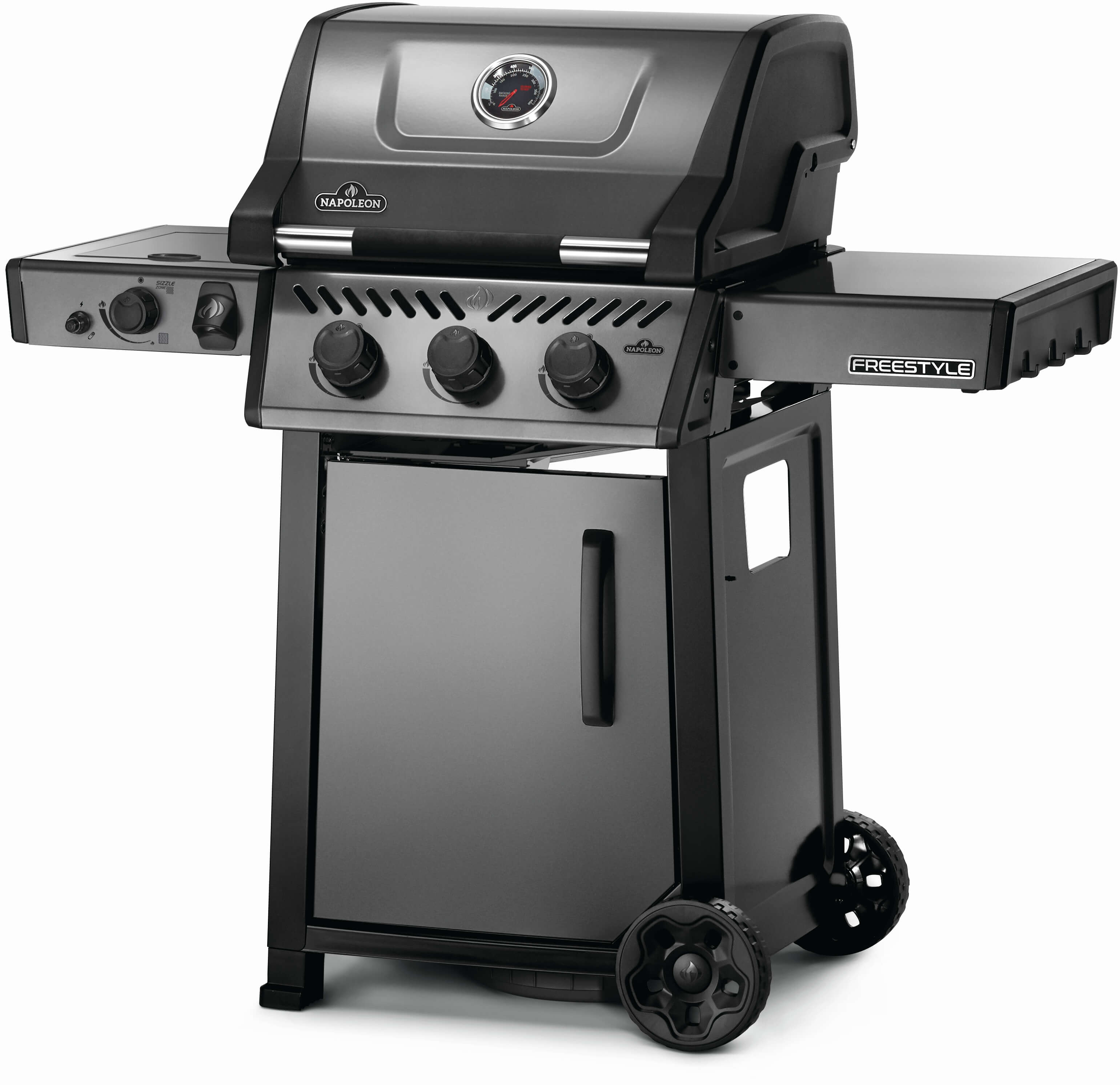 Napoleon Freestyle 365 Gasgrill, 4 Brenner incl. SIZZLE ZONE Seitenbrenner, Fronttür, Graphit F365DSIBPGT-DE
