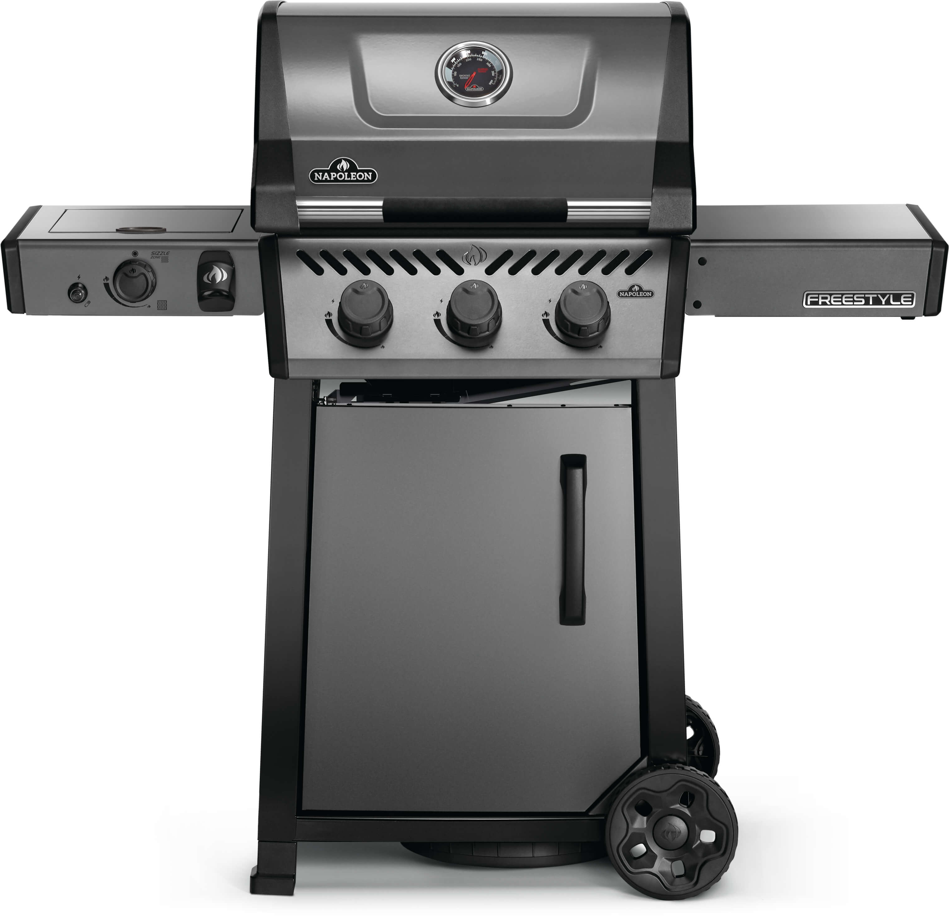 Napoleon Freestyle 365 Gasgrill, 4 Brenner incl. SIZZLE ZONE Seitenbrenner, Fronttür, Graphit F365DSIBPGT-DE
