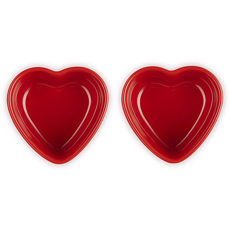 Le Creuset Herzförmchen 300 ml 2er-Set Kirschrot