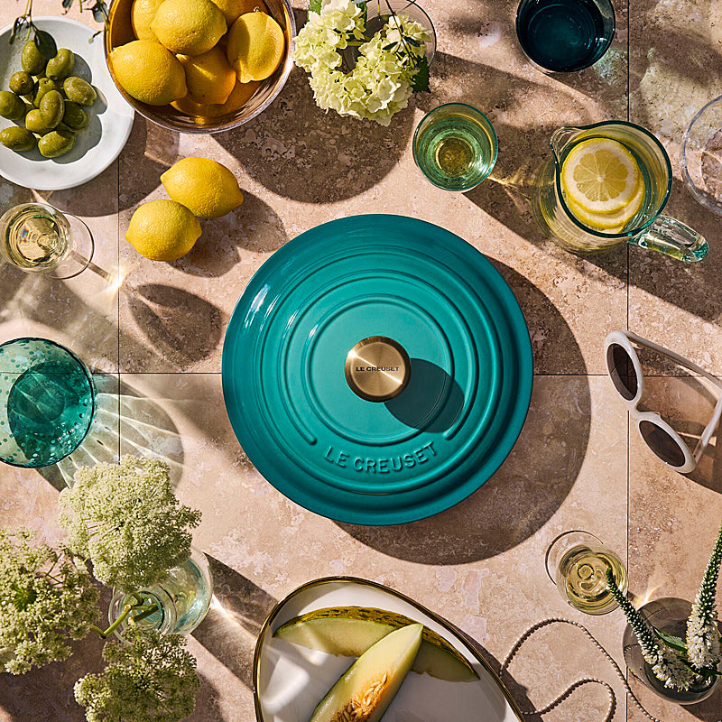 Le Creuset Bräter Signature rund 26 cm Bleu Riviera