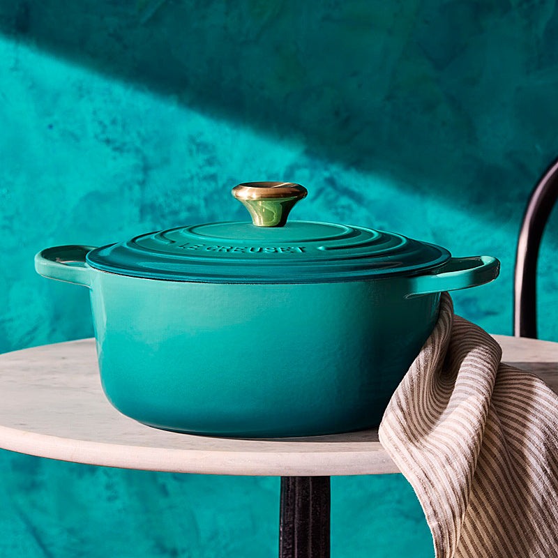 Le Creuset Bräter Signature rund 26 cm Bleu Riviera