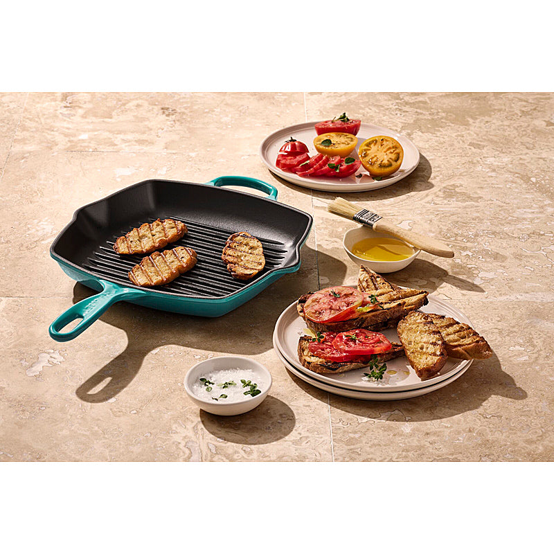 Le Creuset Grillpfanne Signature quadratisch Signature 26 cm Bleu Riviera
