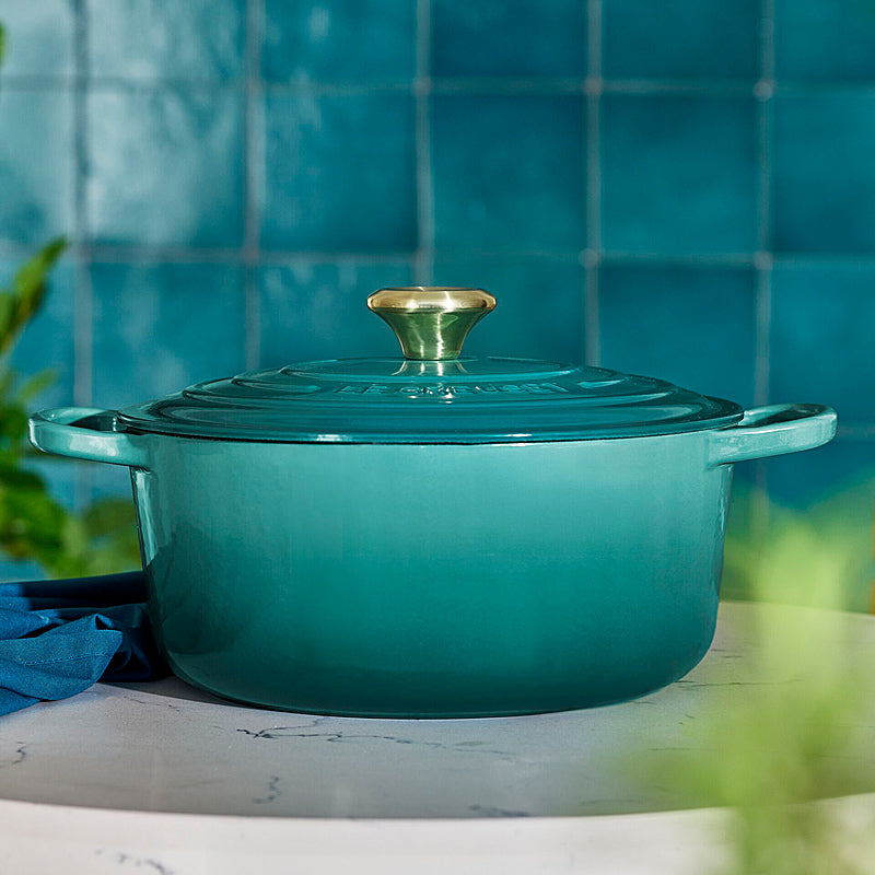 Le Creuset Bräter Signature rund 20 cm Bleu Riviera