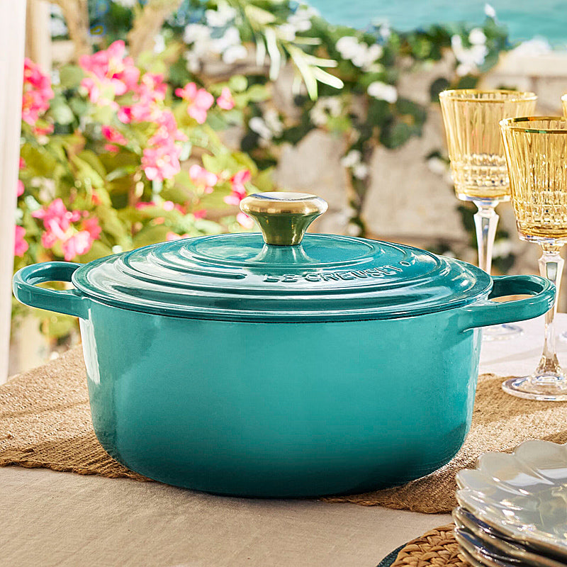 Le Creuset Bräter Signature rund 26 cm Bleu Riviera