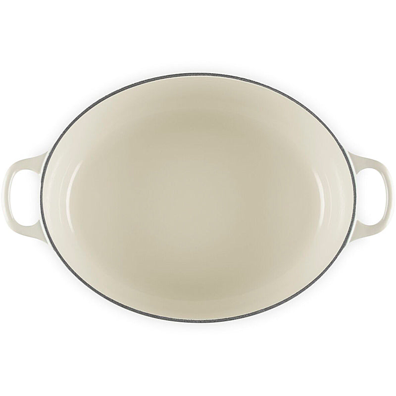 Le Creuset Ovaler Bräter Tradition 27 cm mit Phenolknopf Creme