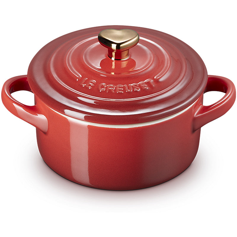 Le Creuset Mini Cocotte 10cm Kirschrot mit Herzknopf