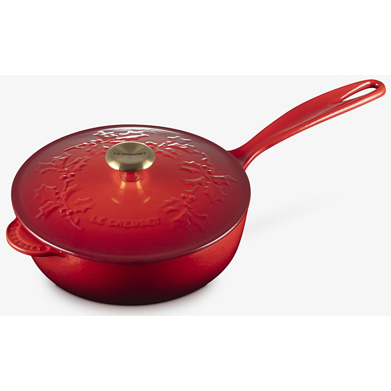 Le Creuset Stielkasserolle Holly Tradition 21 cm Kirschrot