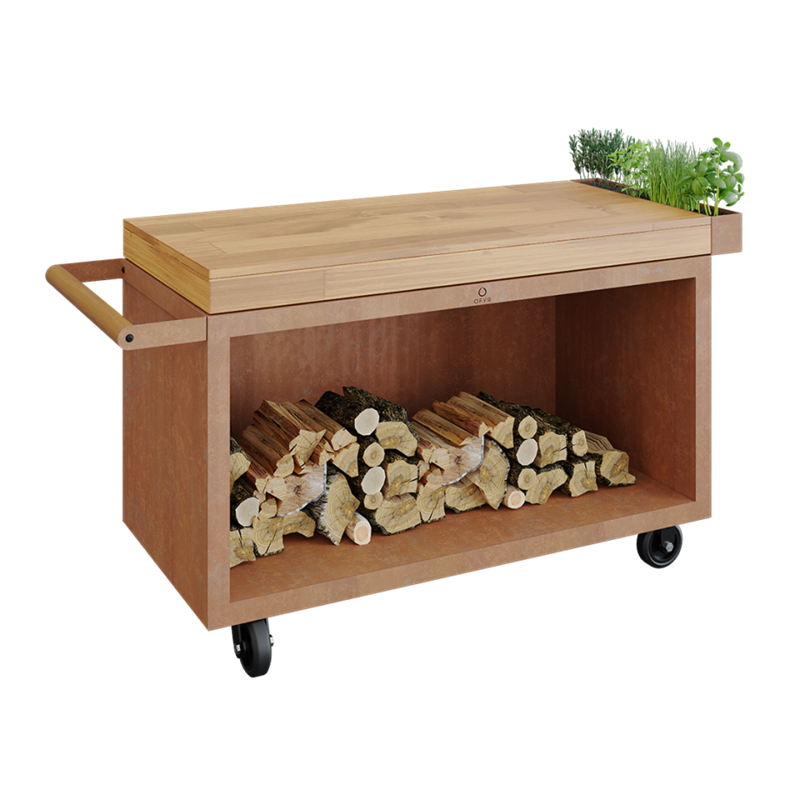 OFYR Mise en Place Table Corten 135 PRO Teakholz