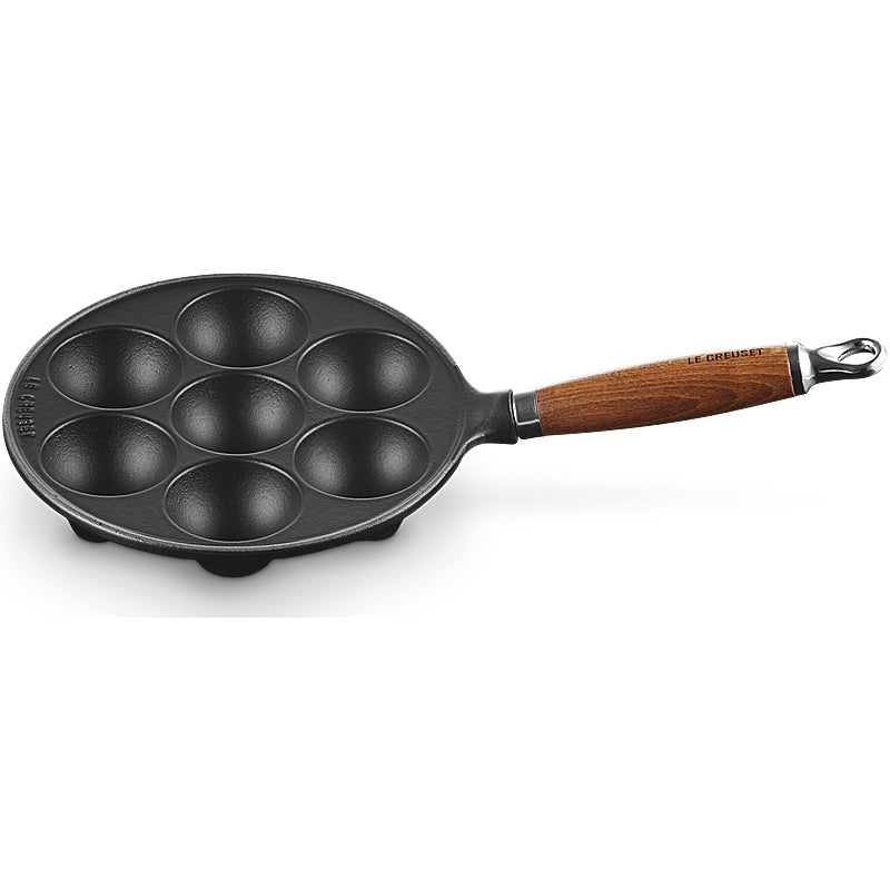 Le Creuset Pförtchenpfanne Tradition rund mit Holzgriff 20 cm Schwarz matt