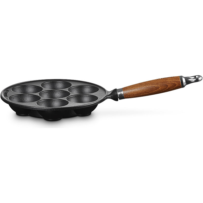 Le Creuset Pförtchenpfanne Tradition rund mit Holzgriff 20 cm Schwarz matt