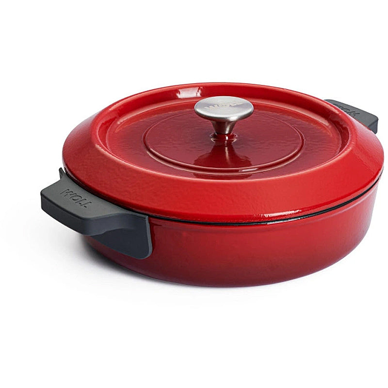 WOLL Kasserolle 28cm Gusseisen mit Silikongriffschutz 3,7l Chili Red 828CI-010