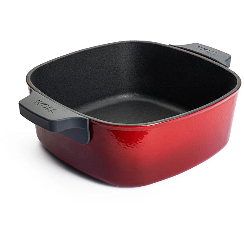 WOLL Gusskasserolle, viereckig mit Deckel, Silikongriffen - 24x24 cm 1024CI-010 Chili Red