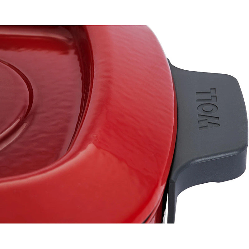 WOLL Gusskasserolle, viereckig mit Deckel, Silikongriffen - 24x24 cm 1024CI-010 Chili Red