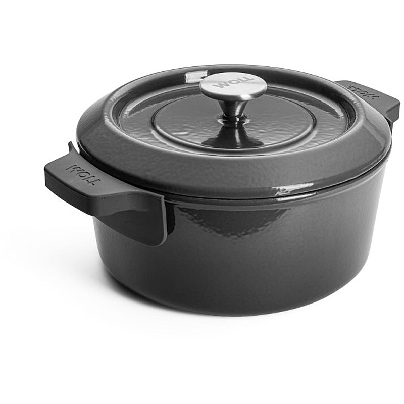 WOLL Kasserolle 24cm Gusseisen mit Silikongriffschutz 4,2l 124CI-030 Carbon Grey