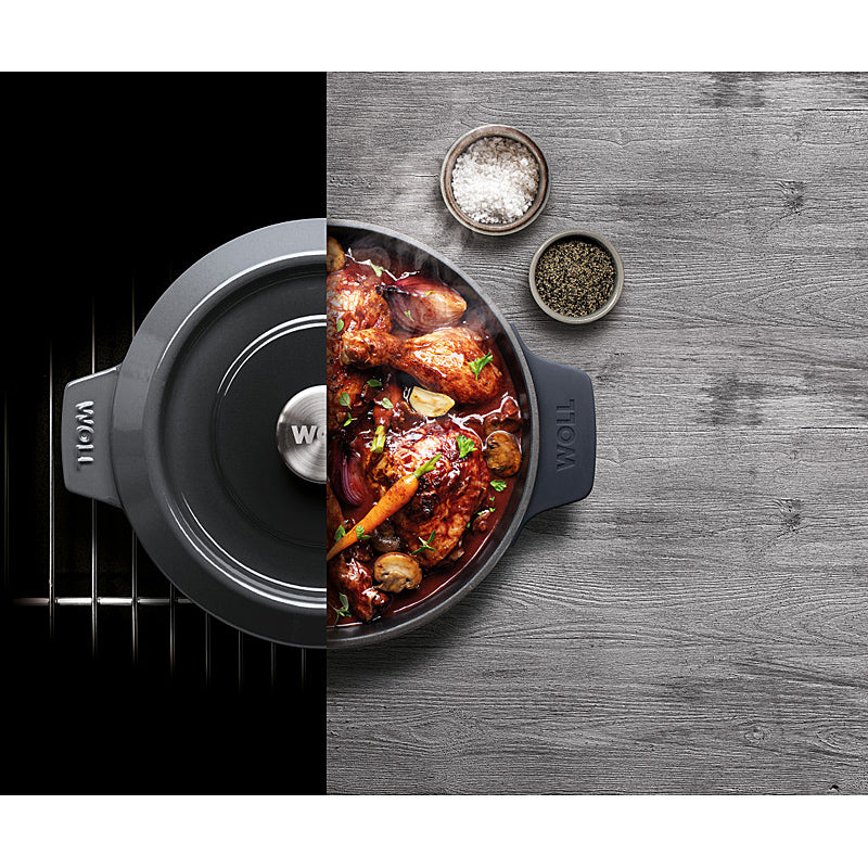 WOLL Kasserolle 24cm Gusseisen mit Silikongriffschutz 4,2l 124CI-010 Chili Red