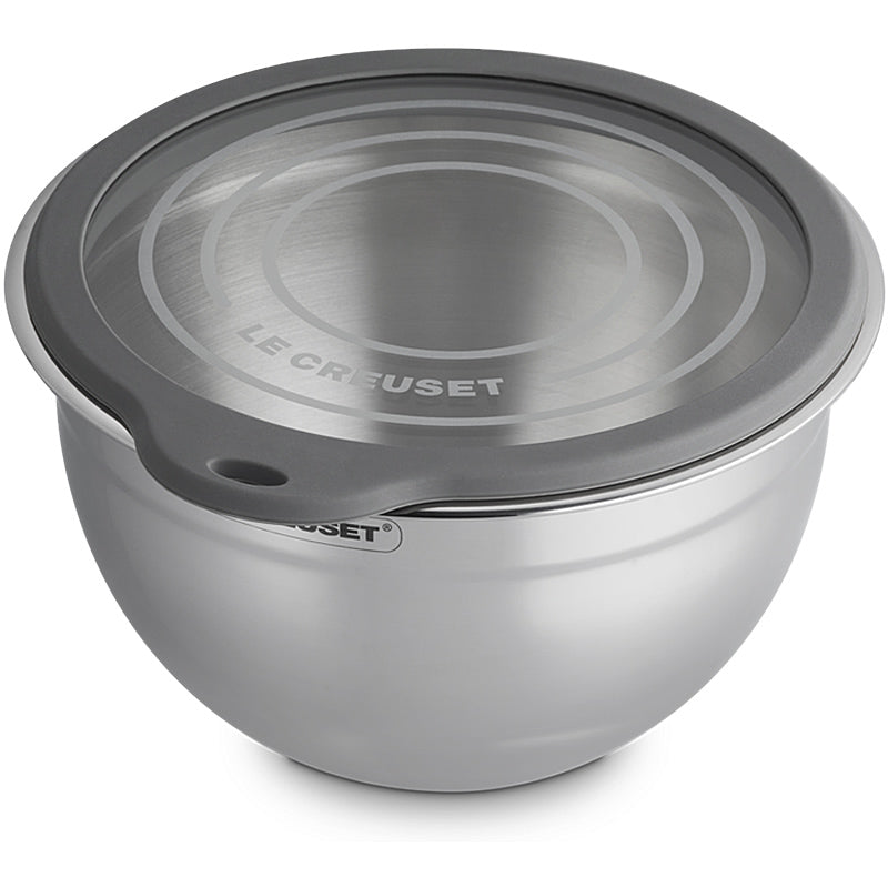 Le Creuset Edelstahlschüssel ml Glasdeckel 23 cm